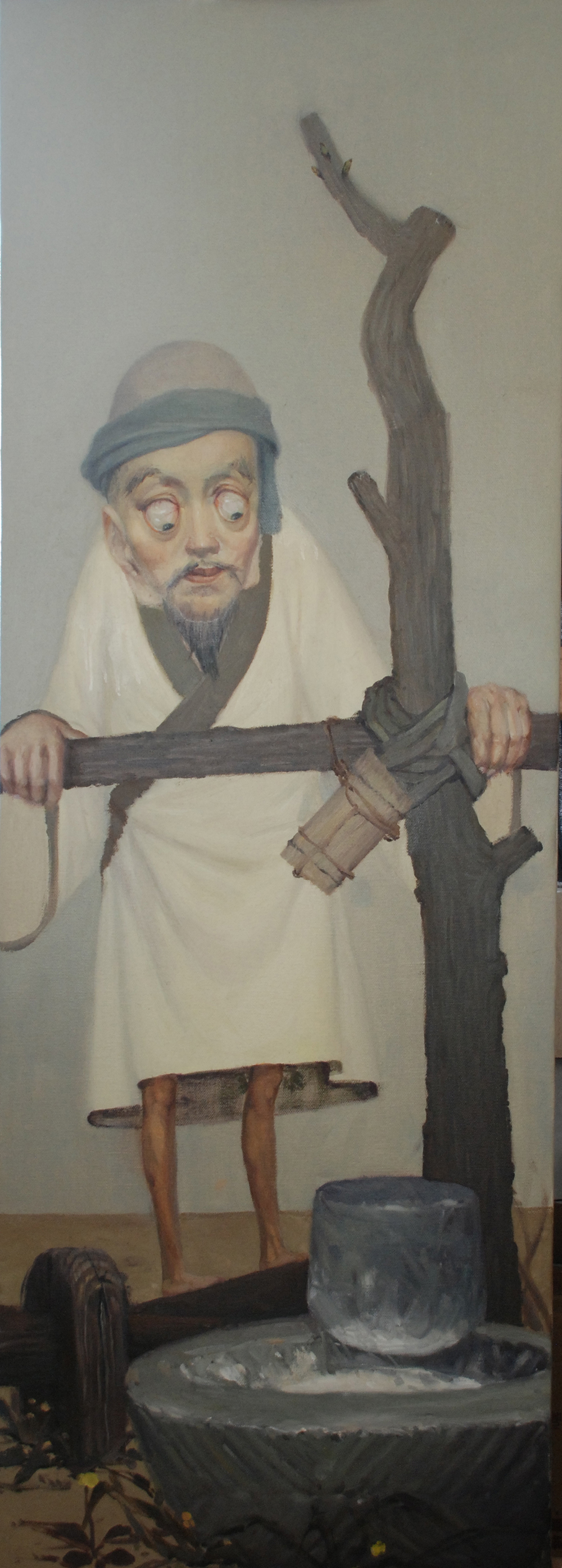 黄梅舂米40X120 cm布面油画2013 -1.jpg